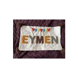 Bebek Dekoratif Kırlent/İsimli Bebek Takı Yastığı Dekoratif Yastık Kılıfı Punch Nakışlı(İÇ DOLGUSUZ)