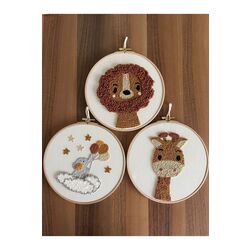 21.5cm 3'lü Set Bebek/çocuk Odası Duvar Süsü/punch Nakis Duvar Panosu/bebek Hediyelik