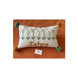 İsimli Bebek Takı Yastığı Dekoratif Yastık Kılıfı Punch Nakışlı İçi Dolgusuz-30x50