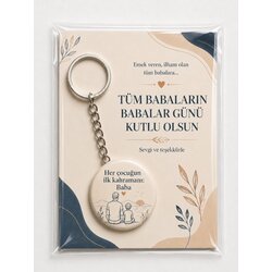 20 Adet Babalar Günü Kartlı Anahtarlık - 44 mm- Metal Açacaklı Hediye