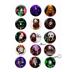 Freak Circus 15'li Rozet Seti 1 Adet Açacaklı Anahtarlık Dark Kawaii Broş Pin