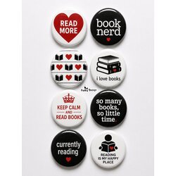 8 li Set-13 Kitap Temalı Rozet Seti Book Lover Okuma Kitap Kurdu