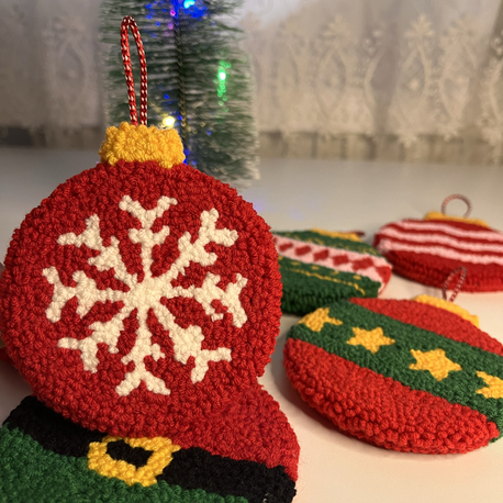 Geleneksel Christmas Desenli Çift Taraflı Yılbaşı Ağaç Süsleri
