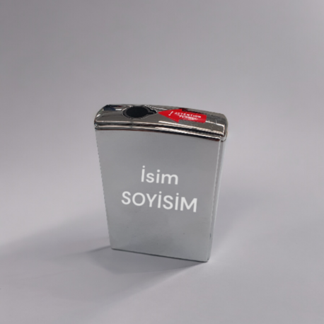 Gümüş Metal Yana Açılan Pürmüz Alevli Gazlı Çakmak