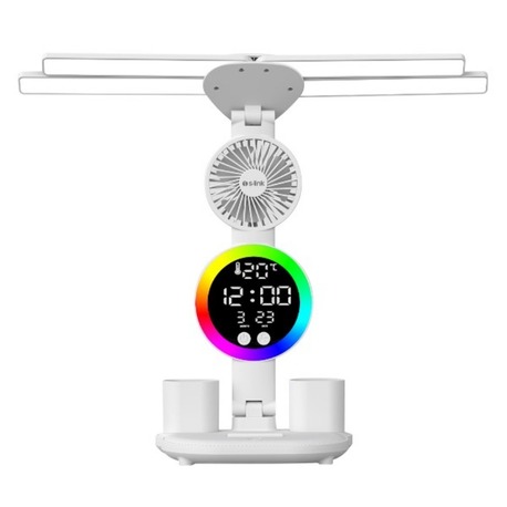 S-Link Sl-M9070 Glow Beyaz 2 Renk Dokunmatik Led Lamba Saat, Fan, Alarm, Derece Kalemlikli Masa Lamb