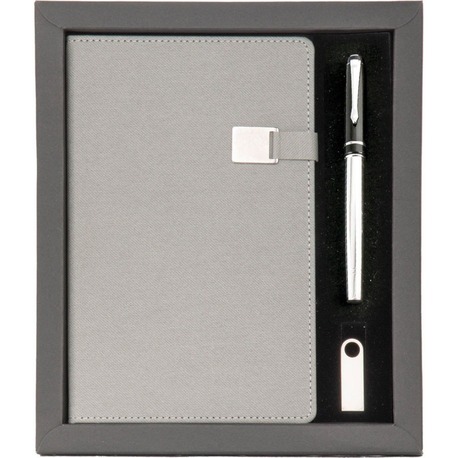 Kişiye Özel Ajanda Kalem Usb Set - Gri