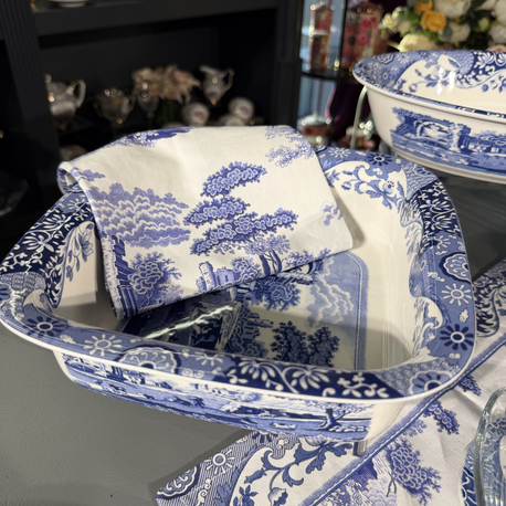 Spode Blue Italian Mavi Beyaz Porselen Servis Tabağı