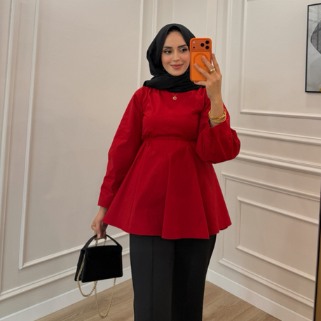 Volanlı Poplin Tunik 
