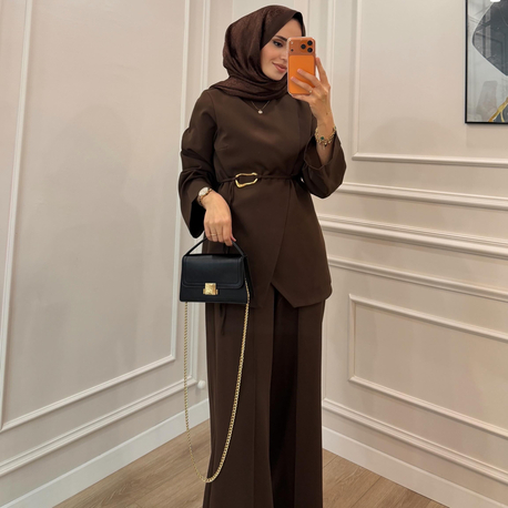Çapraz Ön Detaylı Pantolonlu Takım
