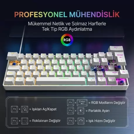 Sarftech T60 Blue Switch Mekanik 60% RGB Klavye