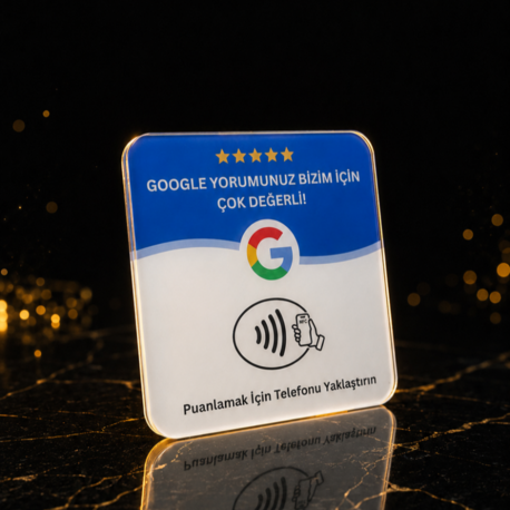 Google Yorum Levhası - 8x8cm Kendinden Yapışkanlı Pleksi Levha -
