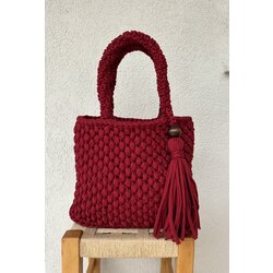 Kumaş ipten örülmüş kol çantası