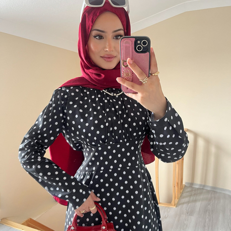 Siyah Polka Elbise