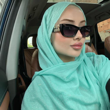 TIFFANY BLUE UÇLARI TAŞLI PARLAK ŞAL 