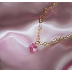 Kalp Zincir Swarovski Kalp Kolye