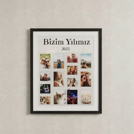 Kişiye Özel "Bizim Yılımız 2025" Fotoğraf Kolajı | Dijital Anı Posteri | Yılbaşı Hediyesi