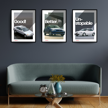 Honda Civic Üçlü Poster