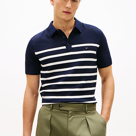 Lacivert Merserize Örme Triko Polo Yaka T-Shirt