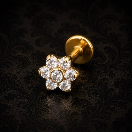 Gold Titanyum Çiçek Flatback