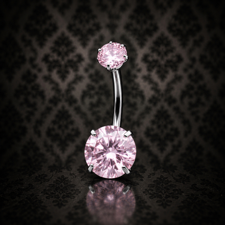 Silver Cerrahi Çelik Pembe Taşlı Belly