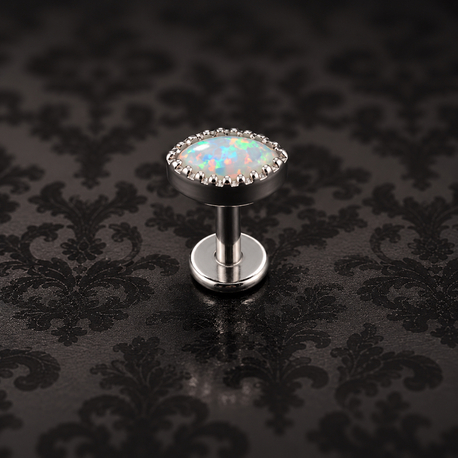Titanyum Silver Opal Flatback