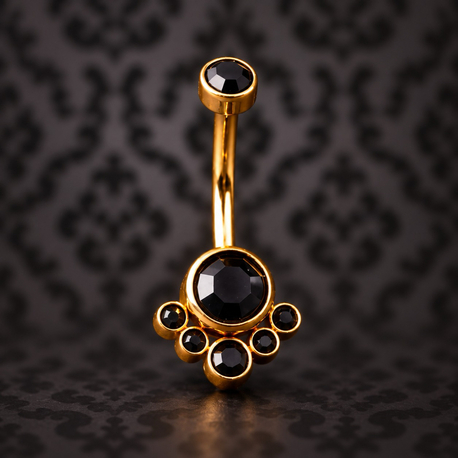 Titanyum Gold Siyah Taşlı Belly