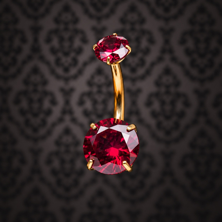 Titanyum Gold Kırmızı Taşlı Belly