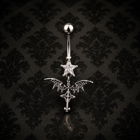Silver Cerrahi Çelik Yarasa Belly Piercing