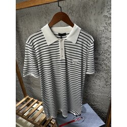 Prada Metal Armalı Çizgili Triko Yaka T-Shirt