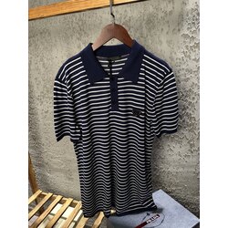 Prada Metal Armalı Çizgili Triko Yaka T-Shirt