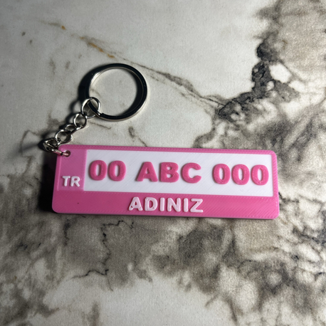 Kişiye Özel İsimli Pembe Plaka Anahtarlık