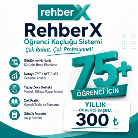 RehberX Koçluk ve Takip Sistemi (Profesyonel Paket Yıllık)