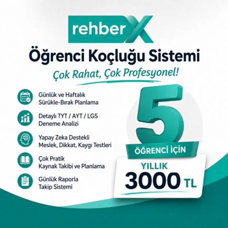RehberX Koçluk ve Takip Sistemi (Başlangıç Paket Yıllık)