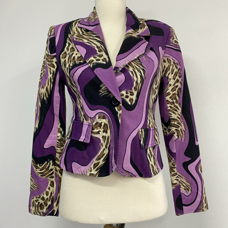 Pole & Pole - Leopar Desenli Tek Düğmeli Blazer Ceket 