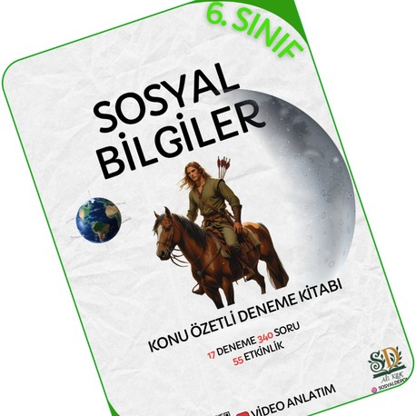 6.Sınıf Sosyal Bilgiler Ders Notu ve 18 Branş Denemesi 312 Soru 41 Etkinlik
