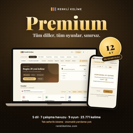Renkli Kelime Premium — 12 Aylık Üyelik