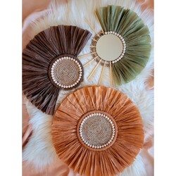 Renkli Rafya Ayna Set