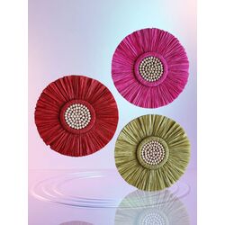 Üçlü rafya dekor set Pembe/Kırmızı/Yeşil