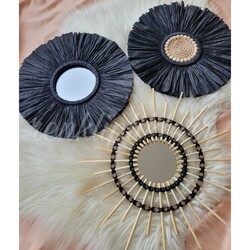 Siyah rafya ayna set