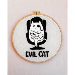 "Fabrikatör Kedi" Punch Nakışı Pano 