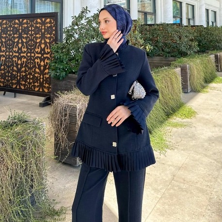 Pilise Detaylı Tasarım Örme Takım - Lacivert