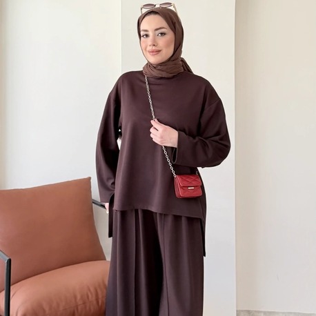 Ensa Oysho Tunik Pantolonlu Takım - Kahverengi