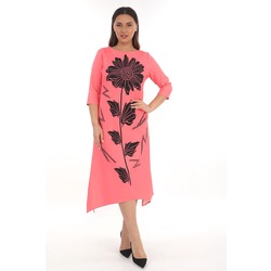 Çiçek Desenli Midi Elbise 2165