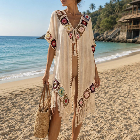 Renkli Motifli Bohem Kimono