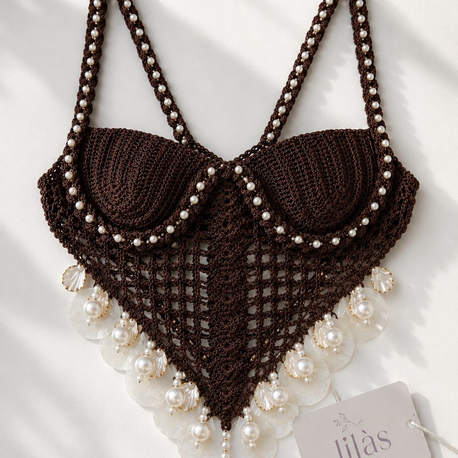 ✨Lilas Flora Taş Detay Crop ✨