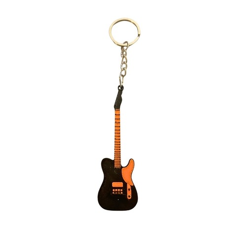 Orta Boy Siyah Turuncu Fender Gitar Anahtarlık