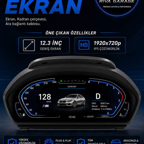 BMW 3 SERISI F30 HAYALET EKRAN - CARPLAY ÖZELLİKLİ