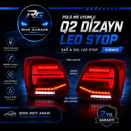 Polo M5 Uyumlu Q2 Dizayn Stop - Kırmızı