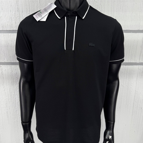Lacoste Paris Çizgili Orj. Polo Yaka Siyah