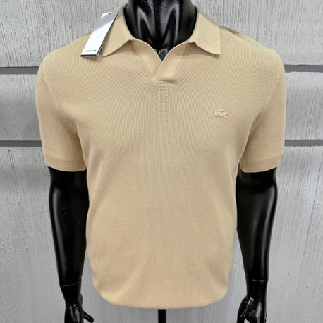 Lacoste %100 Pamuk V Polo Yaka Triko Bej
